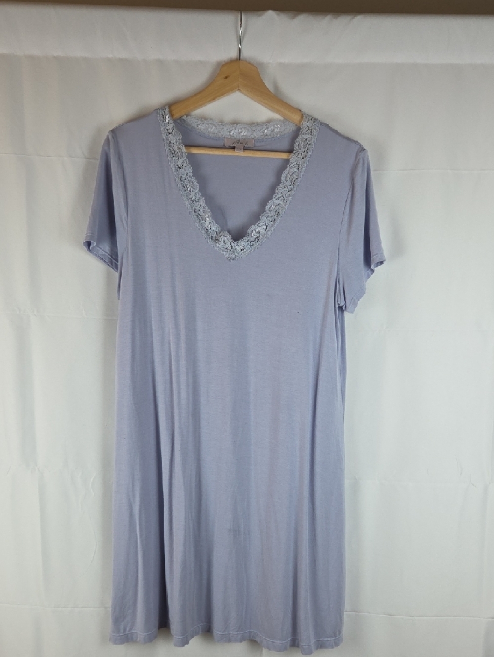 love, Fire Lace-Trim V-Neck Sleep Top - Light Lavender Gray